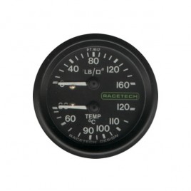 Manomètre Pression Huile 100 PSI / Température Huile 110°C 2.13m Racetech Eclairé