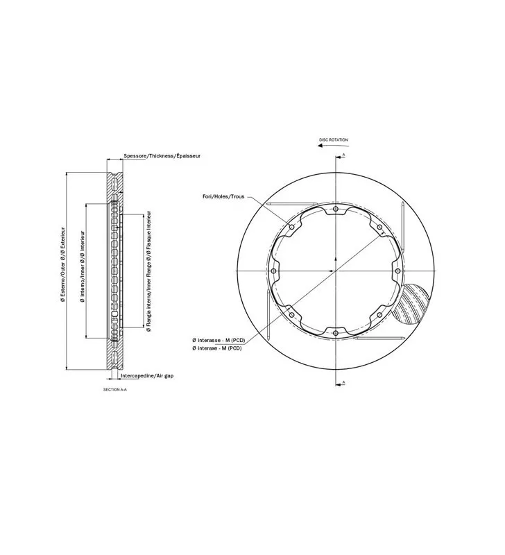 Disq Frein AP 254x10 4x100 percé/rainuré
