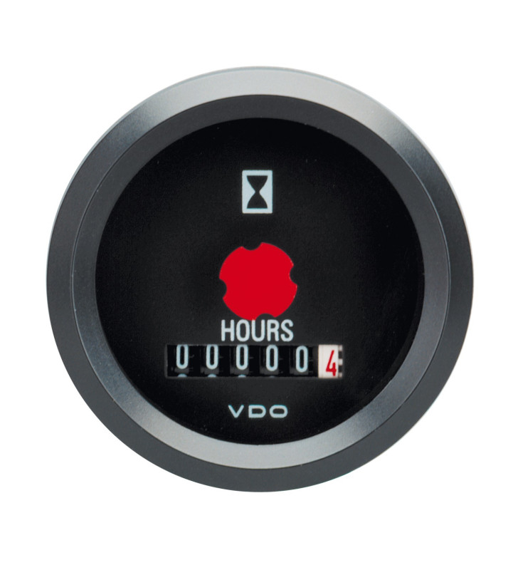Horamètre VDO Diamètre 52 12V Fond Noir Compteur d'Heures