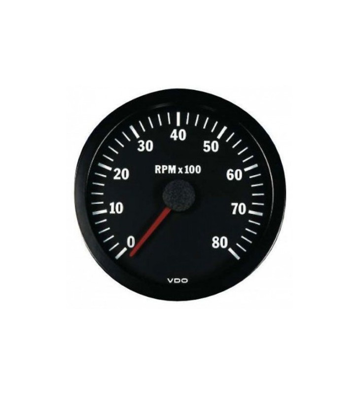 Compte-tours VDO 8000 Trs/Min Diamètre 52 Fond Noir 4 / 6 / 8 Cylindres Diesel / Essence