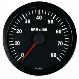 Compte-tours VDO 6000 Trs/Min Diamètre 52 Fond Noir Diesel