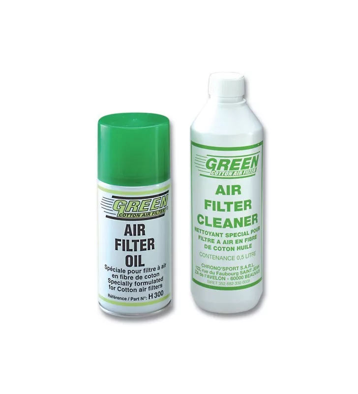 Kit de Nettoyage / d'Entretien Green pour Filtre à Air Spray 0.3L + Netoyant 0.5L
