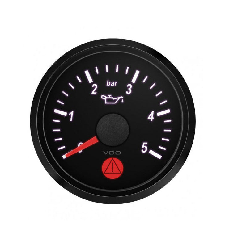 Manomètre Pression Huile VDO SingleViu Diamètre 52mm Fond Noir 0-5Bars