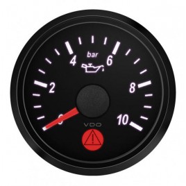 Manomètre Pression Huile VDO SingleViu Diamètre 52mm Fond Noir 0-10Bars