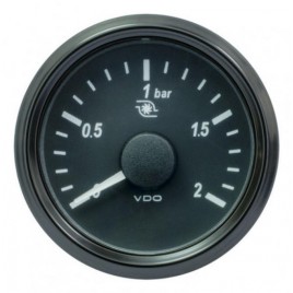 Manomètre Pression Turbo VDO SingleViu™ 0-2Bars Diamètre 52 Fond Noir