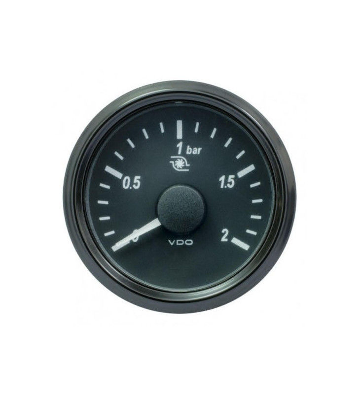 Manomètre Pression Turbo VDO SingleViu™ 0-2Bars Diamètre 52 Fond Noir