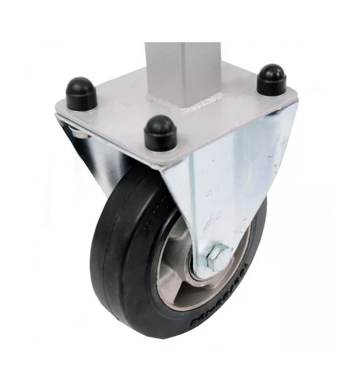 Chariot à pneus acier peinture epoxy grise longeur 1,5m avec roue Alu et Caoutchouc