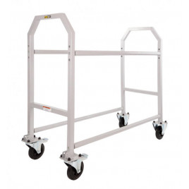 Chariot à pneus acier peinture epoxy grise longeur 1,5m avec roue Alu et Caoutchouc