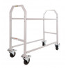 Chariot à pneus acier peinture epoxy grise longeur 1,5m avec roue Alu et Caoutchouc
