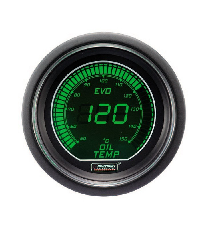 Manomètre Digital Pro-Sport Température d'Huile 52mm150°C Vert/Blanc