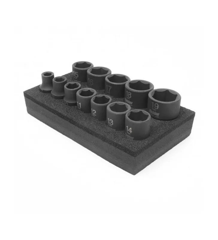 Jeu de Douilles à Chocs Courtes 3/8" Kielder 12 piezas Métricas (7, 8, 10, 11, 12, 13, 14, 15, 16, 17, 18 ET 19mm)