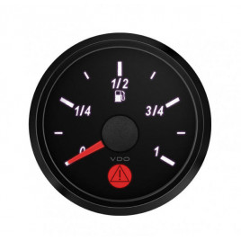 Manomètre Niveau De Carburant VDO SingleViu Diamètre 52mm Fond Noir (fonctionne avec Jauge Tubulaire)