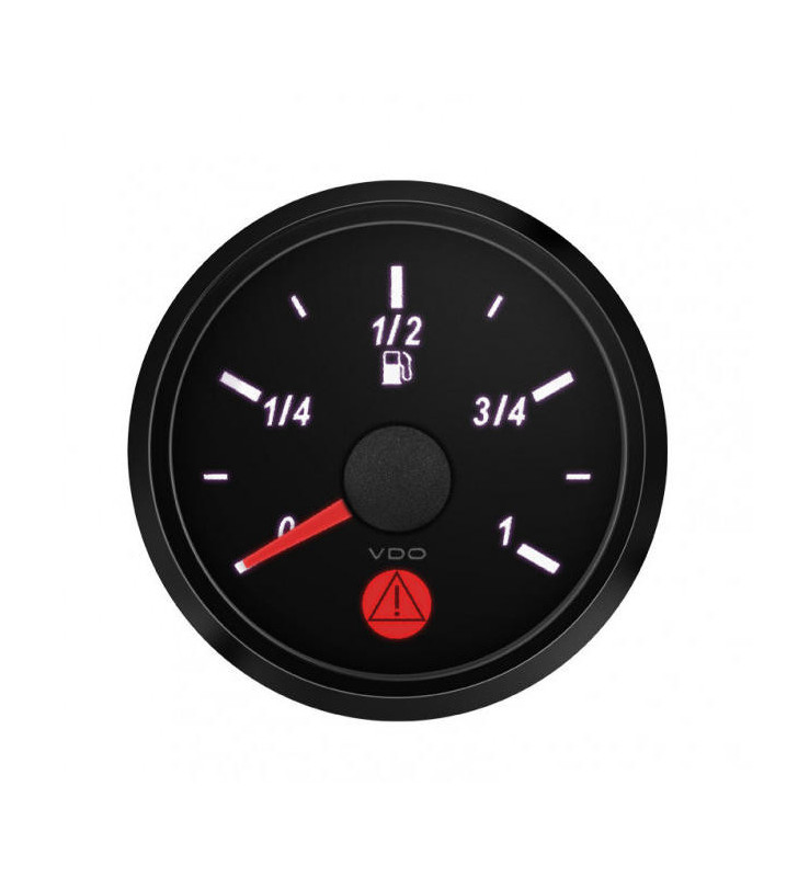 Manomètre Niveau De Carburant VDO SingleViu Diamètre 52mm Fond Noir (fonctionne avec Jauge Tubulaire)