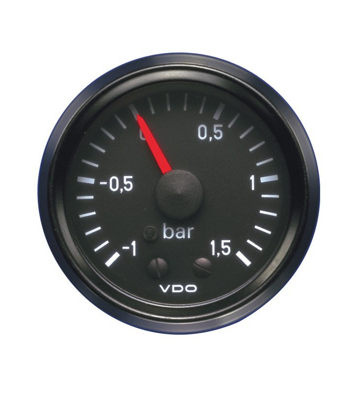 Manomètre VDO Pression Turbo 1.5 Bar Diamètre 52 Fond Noir