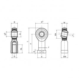 Rotule Renforcé  SE Femelle Pas à Droite 10mm / 1.5mm