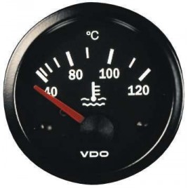 Manomètre VDO Température Eau 120° Vision Diamètre 52 Fond Noir