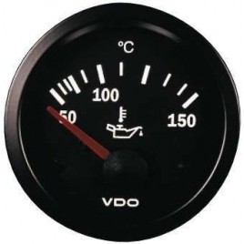Manomètre VDO Température Huile 150° Vision Diamètre 52 Fond Noir