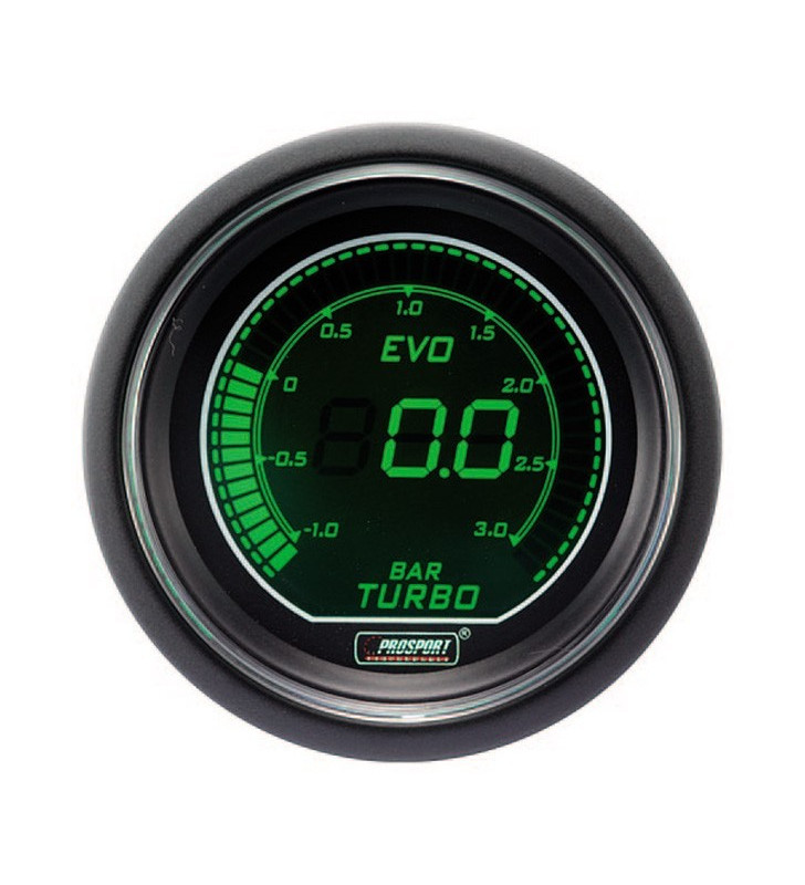 Manomètre Digital Pro-Sport Pression Turbo 52mm -1 à 3B Vert/Blanc