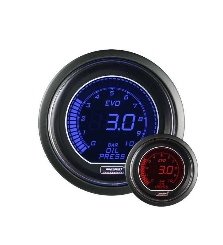 Manomètre Prosport Pression Huile Digital Diamètre 52mm 0 à 7 Bars + Sonde