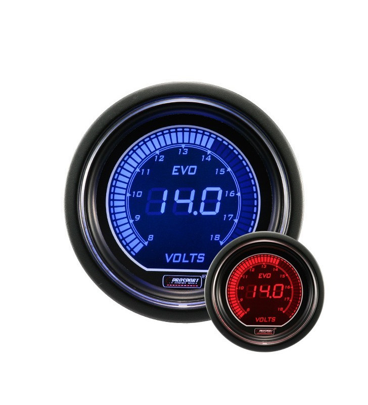 Manomètre Prosport Voltmètre Digital Diamètre 52mm 8 à 18Volts