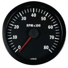 Compte-tours VDO 8000 Trs/Min Diamètre 100 Fond Noir 4 / 6 / 8 Cylindres Diesel / Essence