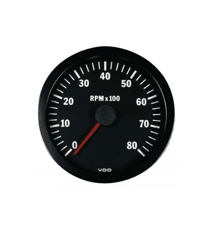 Compte-tours VDO 8000 Trs/Min Diamètre 100 Fond Noir 4 / 6 / 8 Cylindres Diesel / Essence
